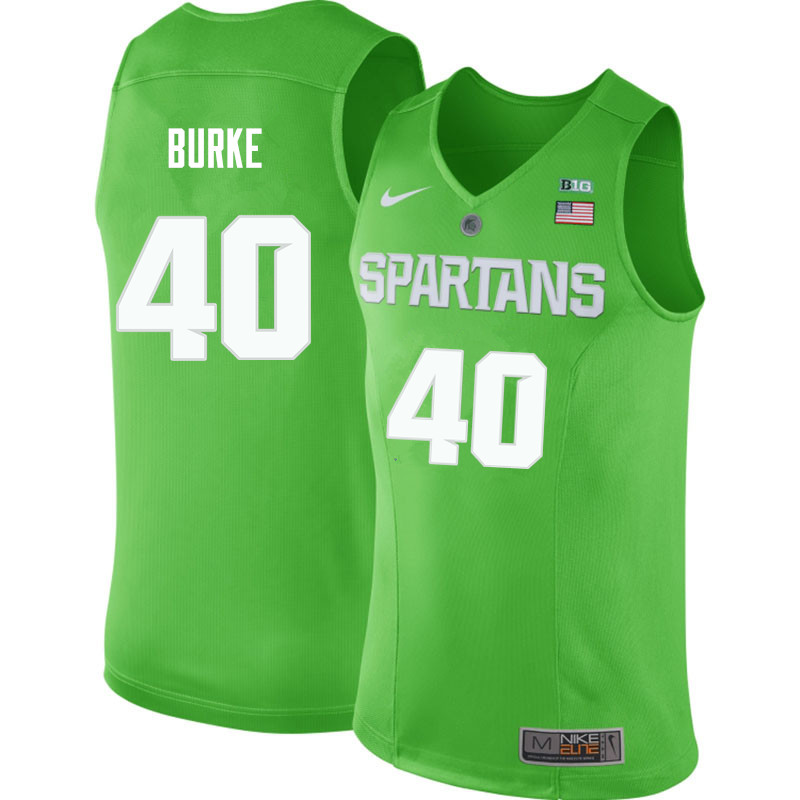 Men #40 Braden Burke Michigan State Spartans College Basketball Jerseys Sale-Apple Green